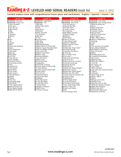 LEVELED AND SERIAL READERS book list