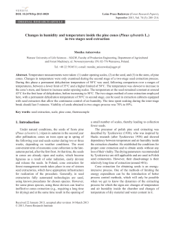 Changes in humidity and temperature inside the pine cones (Pinus