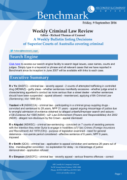 Benchmark Publication - Weekly Criminal Law Review