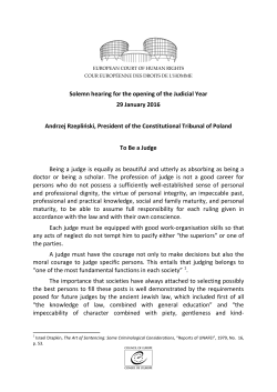 Speech by Andrzej Rzepliński - Solemn hearing 29 January 2016