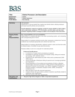 Claims Processor Job Description