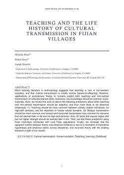 teaching and the life history of cultural transmission in fijian villages