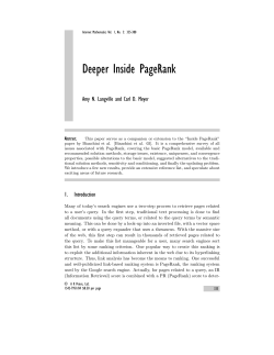 Deeper Inside PageRank - The University of Chicago, Department of