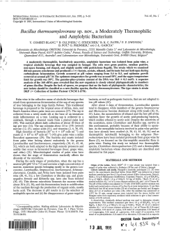 Bacillus thermoamylovorans sp. nov., a moderatly thermophilic and