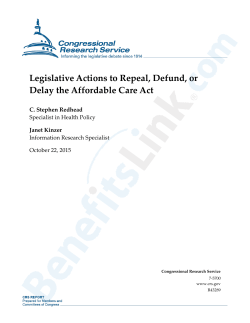 Legislative Actions to Repeal, Defund, or Delay the