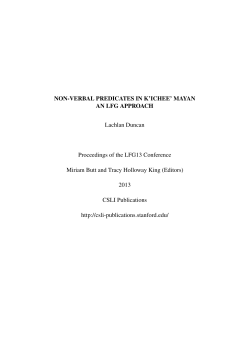 Non-verbal predicates in K`ichee` Mayan