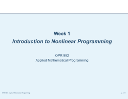 Introduction to Nonlinear Programming
