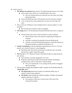 Crash Course #6 The British Government​ had to borrow 150 million