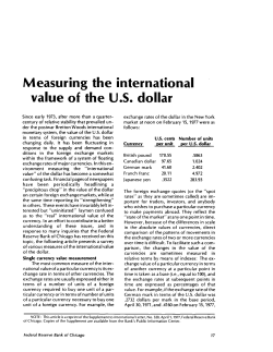 Measuring the international value of the US dollar