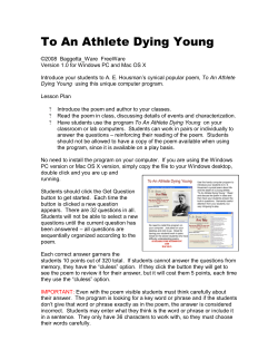 To An Athlete Dying Young