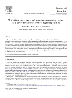 Motivations, perceptions, and aspirations concerning teaching as a
