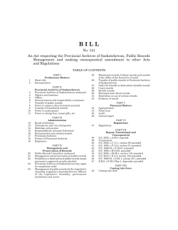 Bill 141 - 6725.indd - Legislative Assembly of Saskatchewan