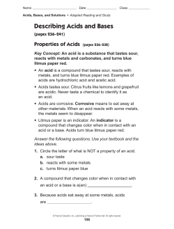 Describing Acids and Bases
