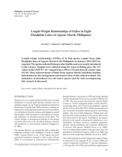 Length-Weight Relationships of Fishes in Eight Floodplain Lakes of