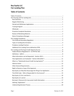 Fair Housing and Fair Lending Acts