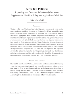 Farm Bill Politics - The Cornell Policy Review
