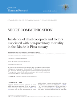 Incidence of dead copepods and factors associated with non