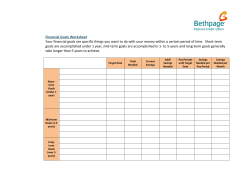 Financial Goals Worksheet Your financial goals are specific things