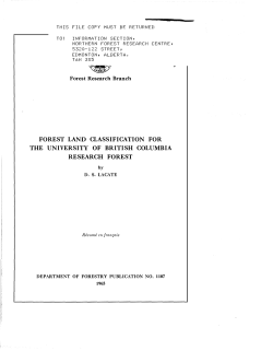 forest land classification for the university of british