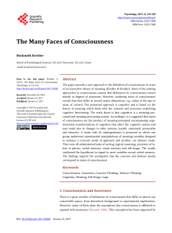 The Many Faces of Consciousness - Scientific Research Publishing