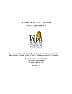 Student Assessment Plan - University of Arkansas at Pine Bluff