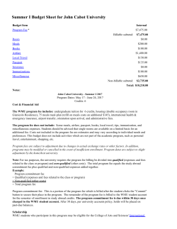 Summer I Budget Sheet for John Cabot University