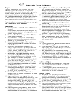 Student Safety Contract for Chemistry
