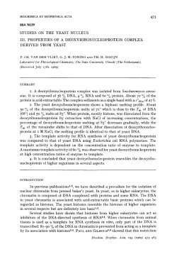biochimica et biophysica acta studies on the yeast nucleus iii