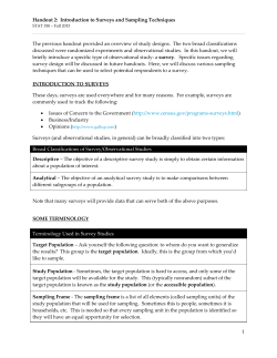 Handout 2: Introduction to Surveys and