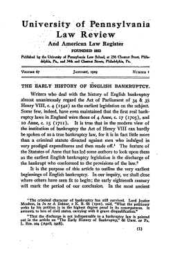 The Early History of English Bankruptcy