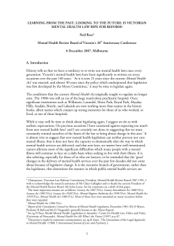 learning from the past, looking to the future: is victorian