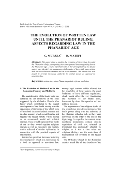 the evolution of written law until the phanariot ruling. aspects