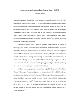 A worthless prince Andreas Palaeologus in Rome by Jonathan Harris