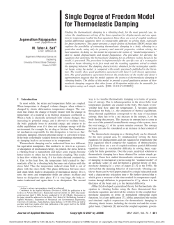 Single Degree of Freedom Model for Thermoelastic Damping