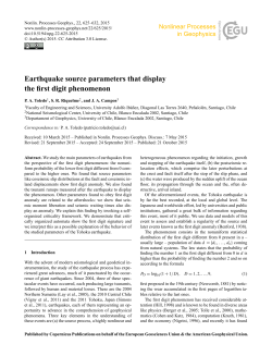 Earthquake source parameters that display the first digit phenomenon