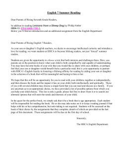 English 7 Summer Reading