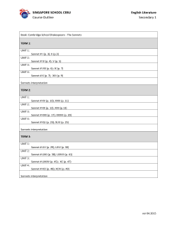 SINGAPORE SCHOOL CEBU English Literature Course Outline