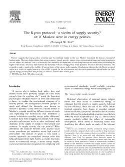 The Kyoto protocol&mdash;a victim of supply security? or: if Maslow were