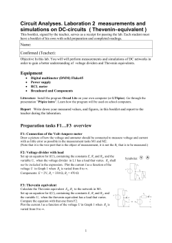 Circuit Analyses. Laboration 2 measurements and simulations