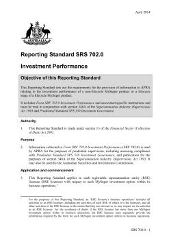 SRS 702.0 Investment Performance