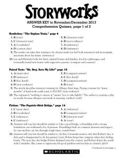 ANSWER KEY to November/December 2013 Comprehension
