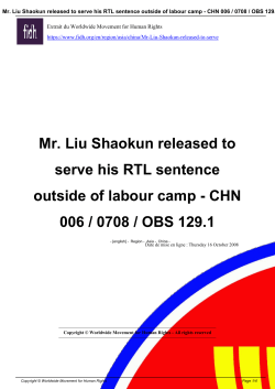 Mr. Liu Shaokun released to serve his RTL sentence outside