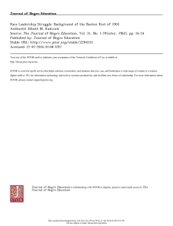 Race Leadership Struggle: Background of the Boston Riot of 1903