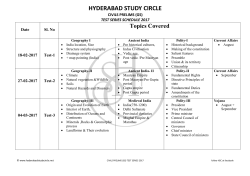 Schedule - Hyderabad Study Circle