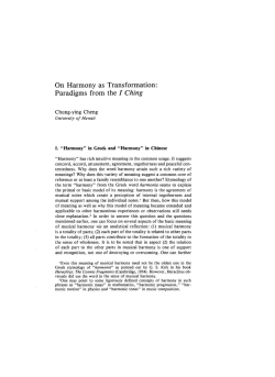 On Harmony as Transformation: Paradigms from the / Ching