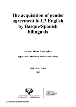 The acquisition of gender agreement in L3 English by Basque