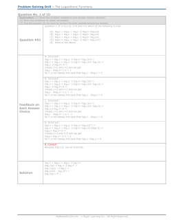 Problem Solving Drill &ndash; The Logarithmic Functions Question No. 1 of