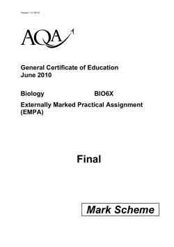 A-level Biology Mark Scheme Unit 6X A2 Externally Marked