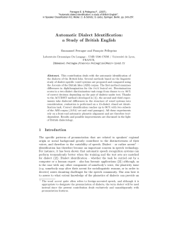 Automatic Dialect Identification: a Study of - (DDL), Lyon