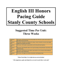 English III Honors Pacing Guide Stanly County Schools Suggested